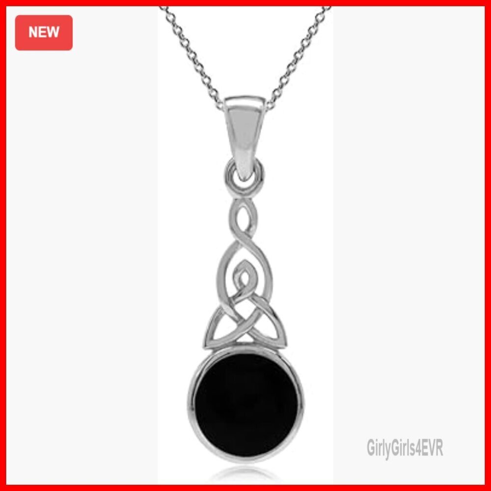 8mm Celtic Knot Pendant Necklace, 18in Chain, Sterling Silver